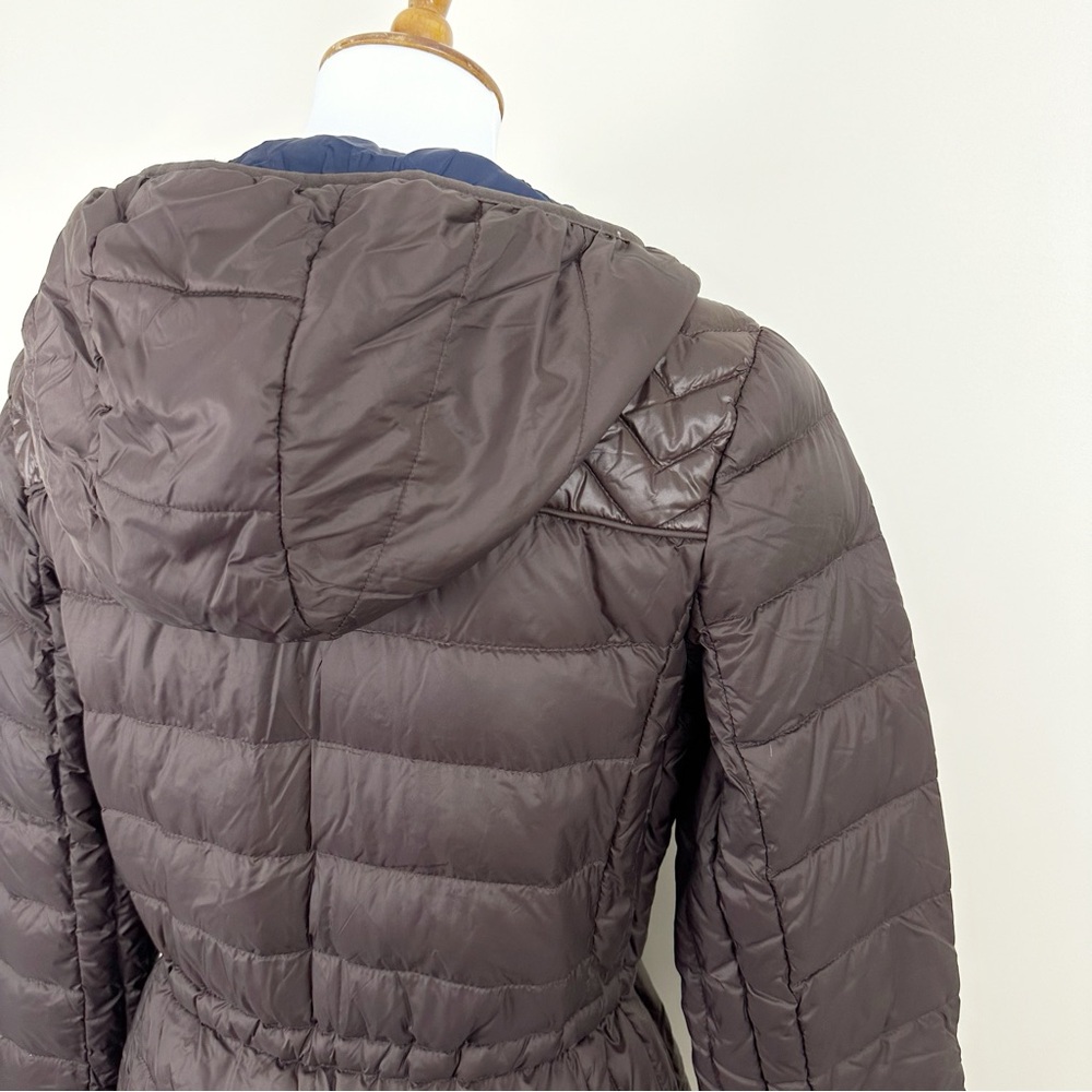 MICHAEL Michael Kors Packable Down Fill Coat Medium Brown Hooded Puffer - Picture 10 of 11
